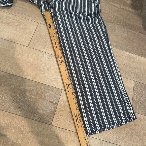 OLD NAVY WOMENS BLUE STRIPE WIDE LEG LINEN PANTS LARGE NEW - Picture 2 of 9